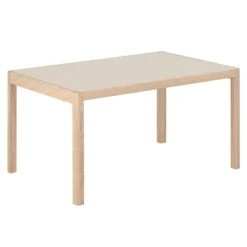 Muuto Table Workshop, 140 x 92 cm, Chêne - Linoléum Gris Chaud