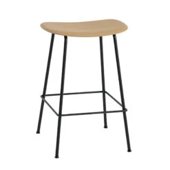 Muuto Tabouret De Comptoir Fiber, 65 Cm, Piétement Tube, Ocre - noir