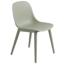 Muuto Chaise D’appoint Fiber, Piètement Bois, Dusty Green