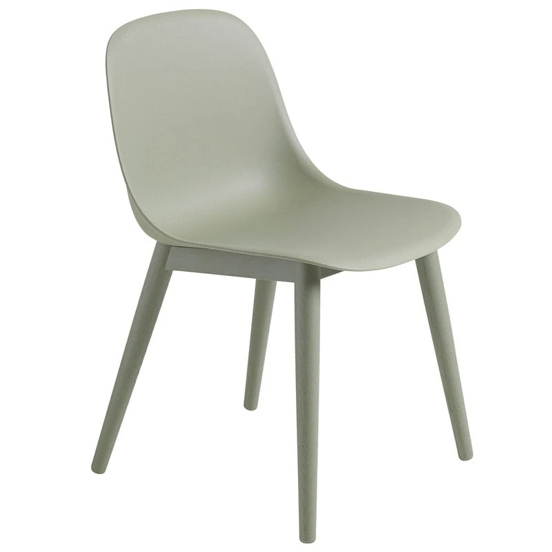 Muuto Chaise D’appoint Fiber, Piètement Bois, Dusty Green 3 Muuto Chaise D’appoint Fiber, Piètement Bois, Dusty Green