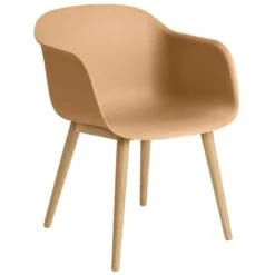 Muuto Fauteuil Fiber, Piètement Bois, Ocre - Chêne