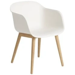 Muuto Fauteuil Fiber, Piètement Bois, Blanc/chêne