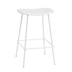 Muuto Tabouret De Comptoir Fiber, 65 Cm, Piétement Tube, Blanc
