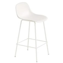 Muuto Tabouret De Comptoir Fiber Avec Dossier, 65 Cm, Piétement Tube,
