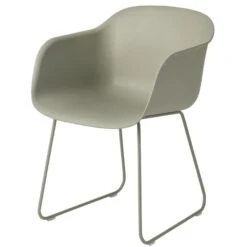 Muuto Fauteuil Fiber, Piètement Style Traîneau, Vert
