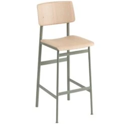 Muuto Tabouret De Bar Loft 75 cm, Vert Poussiéreux - Chêne