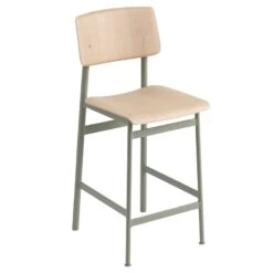 Muuto Tabouret De Bar Loft 65 cm, Vert Poussiéreux - Chêne