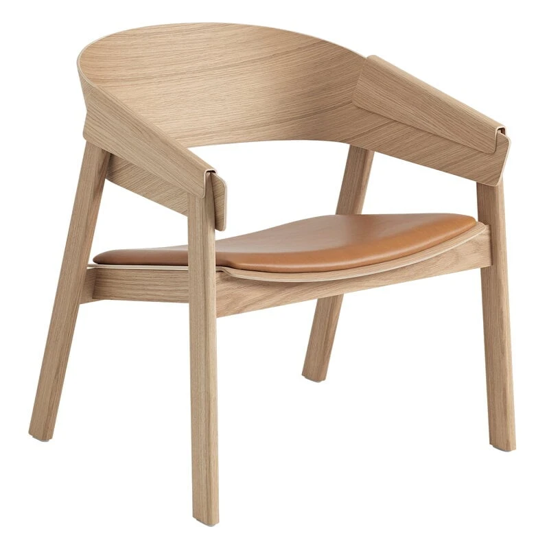 Muuto Fauteuil Lounge Cover, Chêne/cuir Cognac 3 Muuto Fauteuil Lounge Cover, Chêne/cuir Cognac
