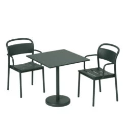 Muuto Fauteuil Linear Steel, Vert Foncé -Muuto Linear steel armchair cafe table 70x70 h73 dark green Muuto 5000x5000 hi res 150