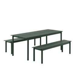 Muuto Table Linear Steel 200 X 75 cm, Vert Foncé -Muuto Linear steel outdoor set 200x75 dark green Muuto hi res
