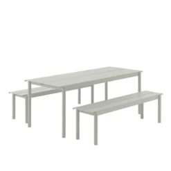 Muuto Table Linear Steel, 200 x 75 cm, Gris -Muuto Linear steel outdoor set 200x75 grey Muuto 5000x5000 hi res 150 1role
