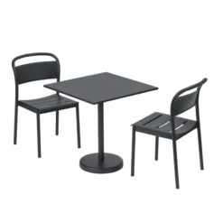 Muuto Chaise D'appoint Linear Steel, Noir -Muuto Linear steel side chair cafe table 70x70 h73 black Muuto 5000x5000 hi res 150