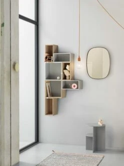 Muuto Miroir Framed, Petit Modèle, Taupe -Muuto Mini Stacked Group Oak Light Gray E27 Clay Brown Framed Mirror Halves side tabe ply Dots org