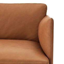 Muuto Méridienne Outline, Droite -Muuto Outline 3 seater cognac silk leather detail mid