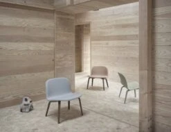 Muuto Fauteuil Lounge Visu, Chêne - Cuir Cognac -Muuto Visu lounge steelcut 120 refine leather beige stained dark brown balder 912 dusty green wide muuto org 1