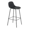 Muuto Tabouret De Bar Fiber Avec Dossier, 75 cm, Piétement Tube, Noir